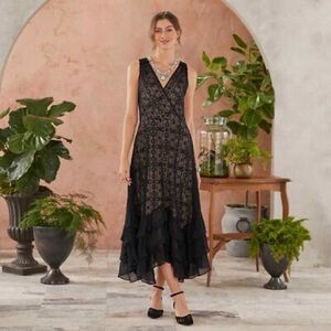 Sundance Champ De Fleur Elegant Black Lace Dress
